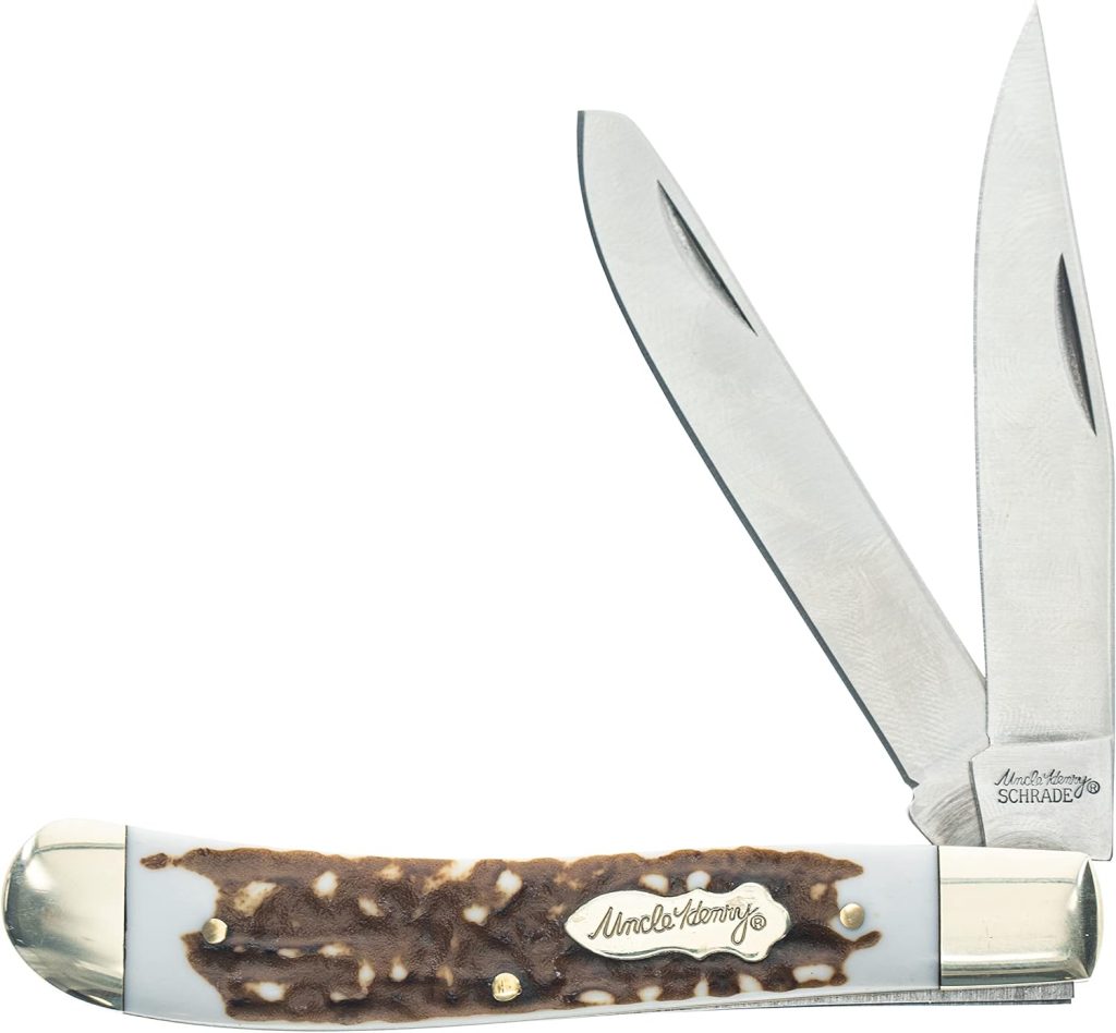 A multi-blade trapper knife with staglon handle and classic folding design.